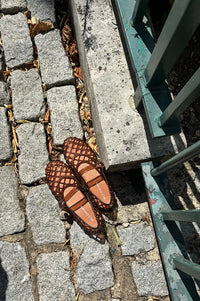 Ansla Brown Woven Mary Jane Flats