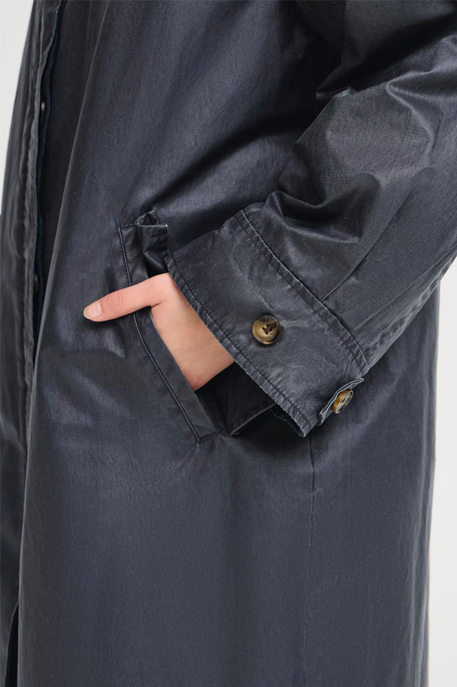 ICHI Kilavi Navy Trench Coat - The Mercantile London