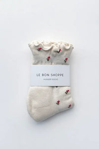 Le Bon Shoppe Cream Petal Ruffle Hugger Socks