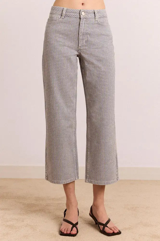 Damson Madder Anya Navy Checked Capri Jeans