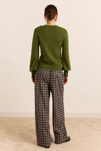 Damson Madder Marla Green Wool Cardigan