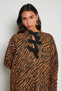 Ghospell Suzu Zebra Tan Mini Dress
