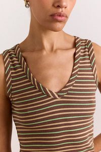 Damson Madder Arlea Brown Stripe V-Neck Tank Top