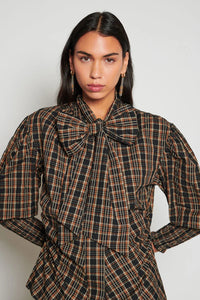 Ghospell Tamara Brown/ Black Bow Blouse