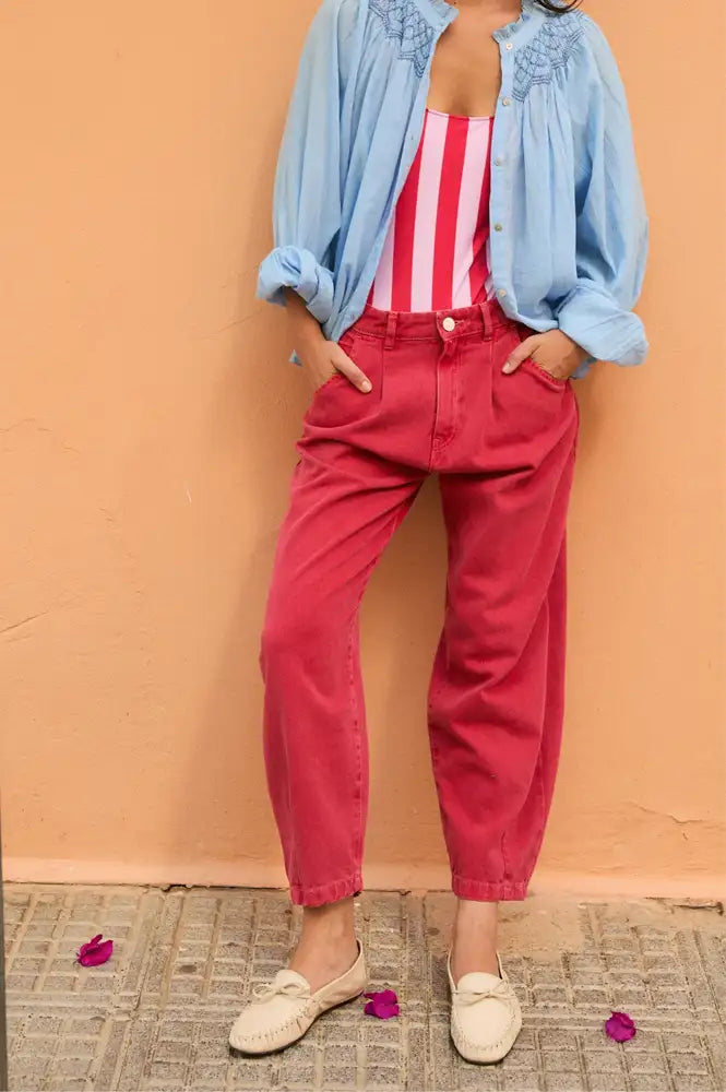 Sophie + Lucie Boyfriend Red Twill Jeans - The Mercantile London