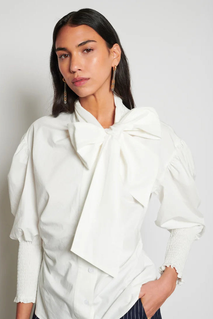 Ghospell Vittoria White Bow Blouse