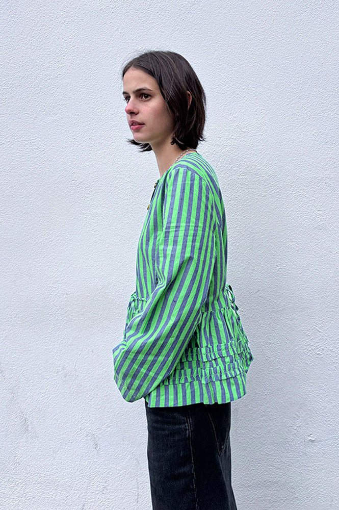 Damson Madder Madison Navy Pop Green Stripe Blouse