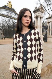 Sophie + Lucie Harlequin Brown Knitted Cardigan