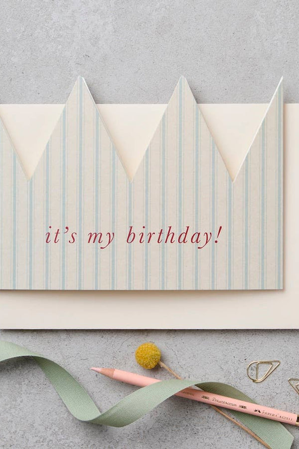 Katie Leamon Striped Paper Crown Birthday Card