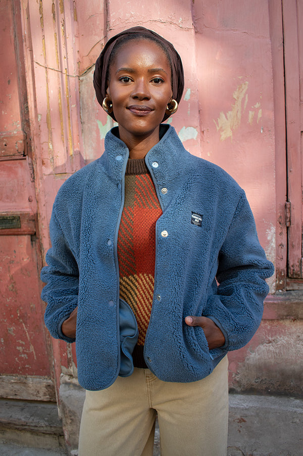 Thinking Mu Kourtney Fuzz Blue Jacket - The Mercantile London