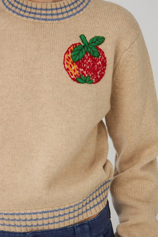 Stella Nova Soft Powder Apple Embroidered Wool Jumper - The Mercantile London