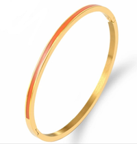 Coral Enamel Thin Bangle Bracelet - The Mercantile London