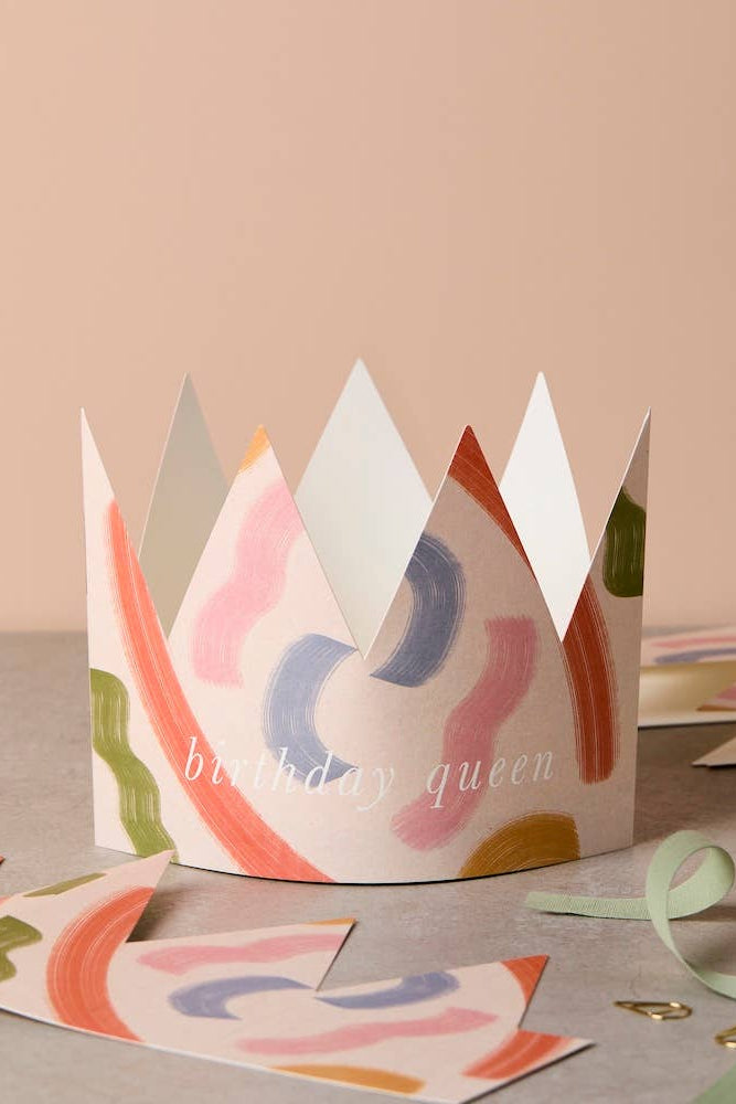 Katie Leamon Brushstroke Paper Crown Birthday Card