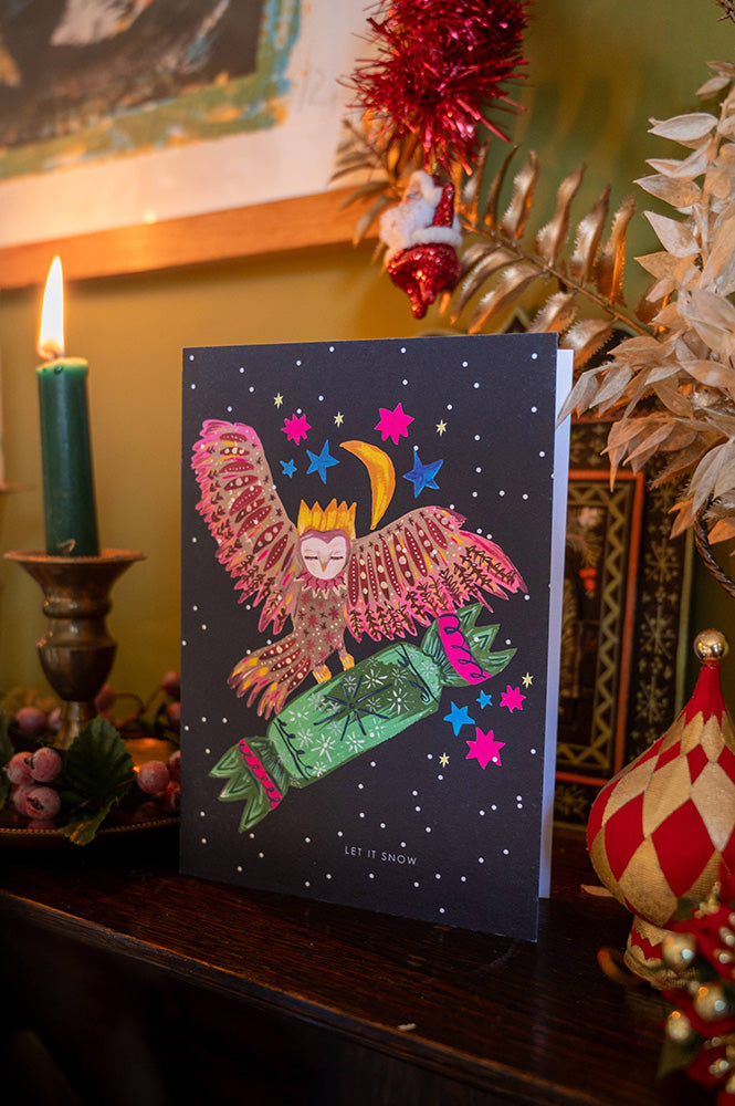 Hutch Cassidy Magical Owl in Snow Christmas Card - The Mercantile London