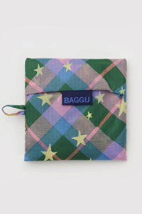 Baggu Standard Reusable Green Star Plaid Bag - The Mercantile London