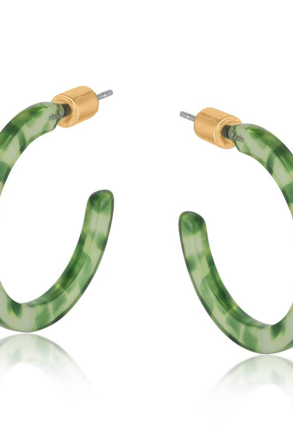 AW25 B.M.L Marseille  Green Thin Resin Hoop Earrings - The Mercantile London