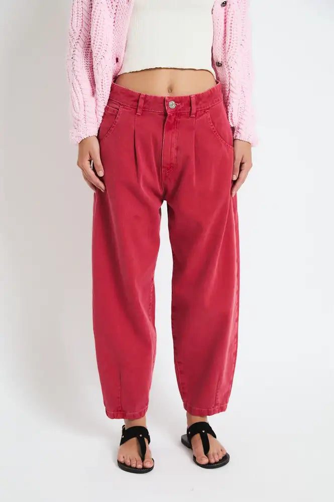 Sophie + Lucie Boyfriend Red Twill Jeans - The Mercantile London