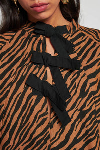 Ghospell Suzu Zebra Tan Mini Dress