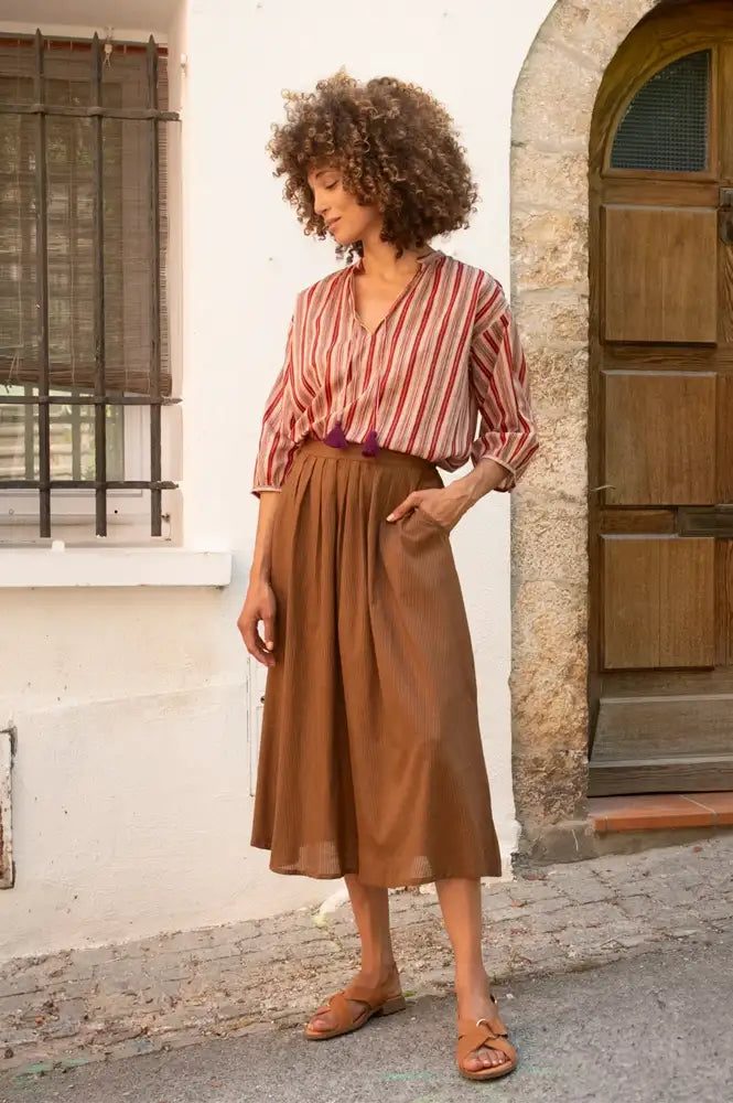 Zen Ethic Mia Miramar Pink Striped Blouse - The Mercantile London