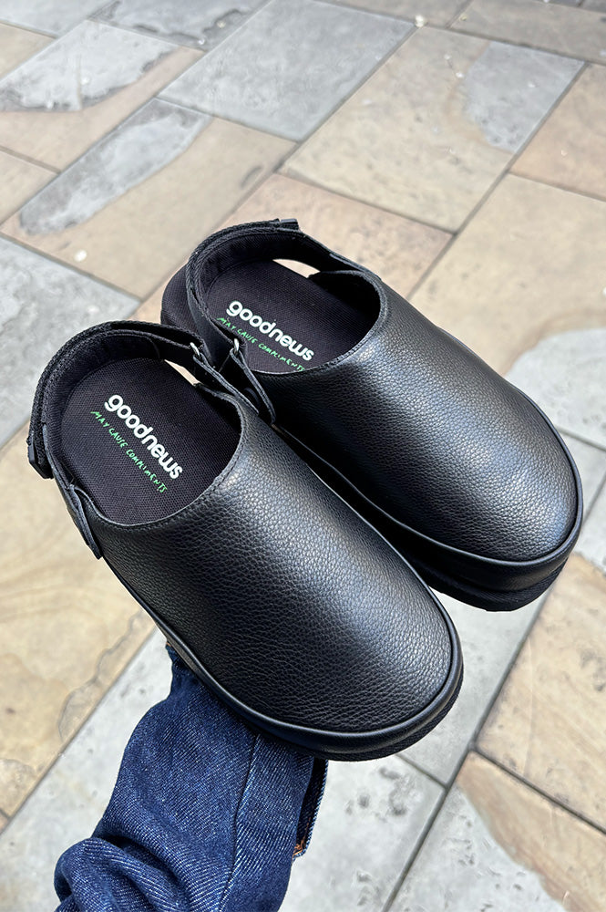 Good News Frank Black Leather Strap Mules - The Mercantile London