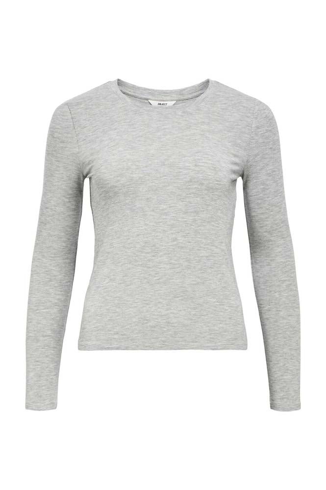 Object Zofia Grey Long Sleeve Top - The Mercantile London