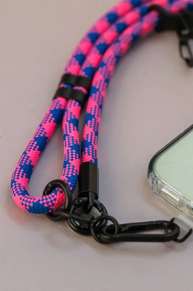 Talk And Tell Blue & Pink Crossbody Adjustable Phone Strap