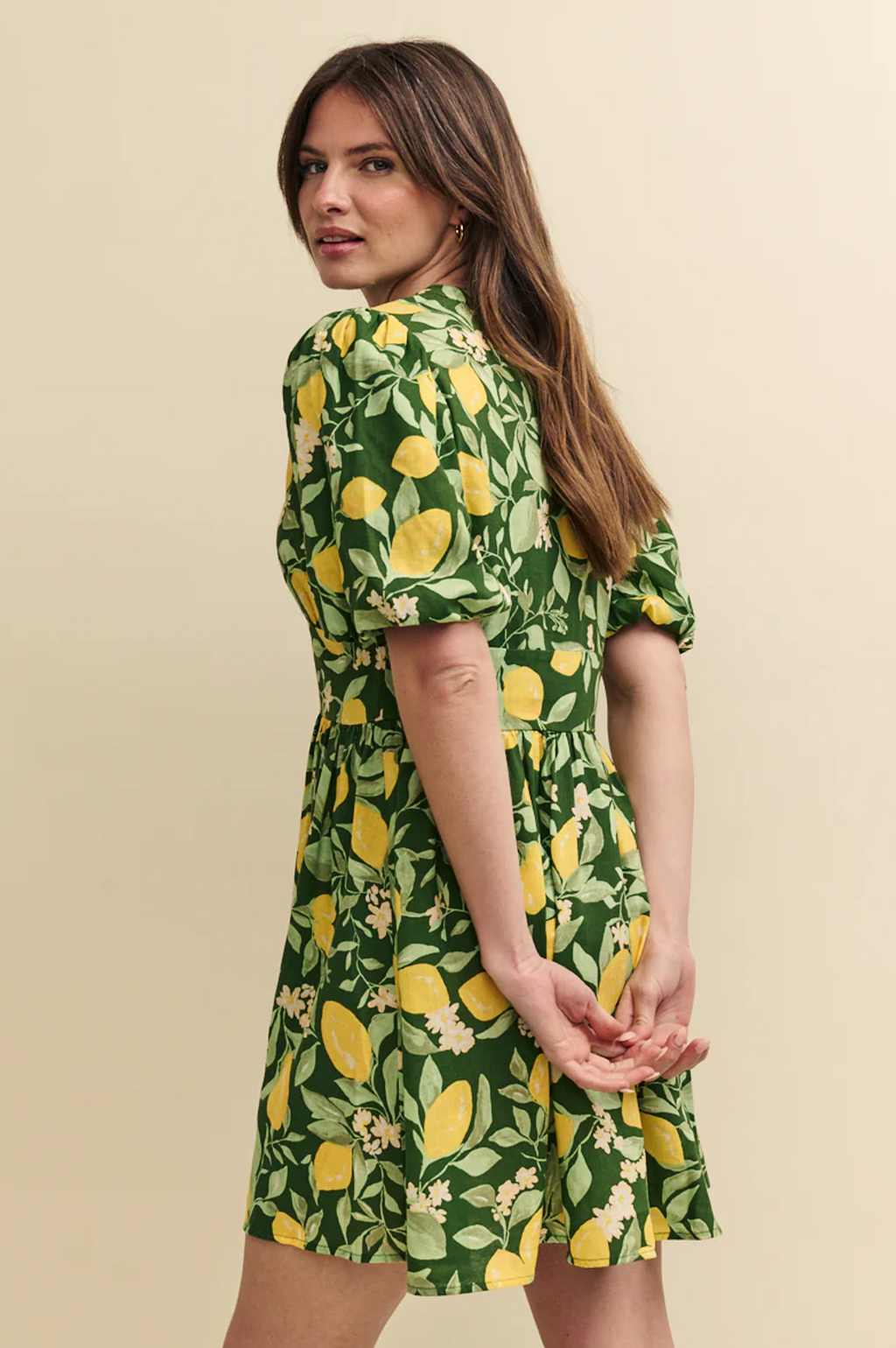 Nobody's Child Starlight Green Lemon Print Dress - The Mercantile London