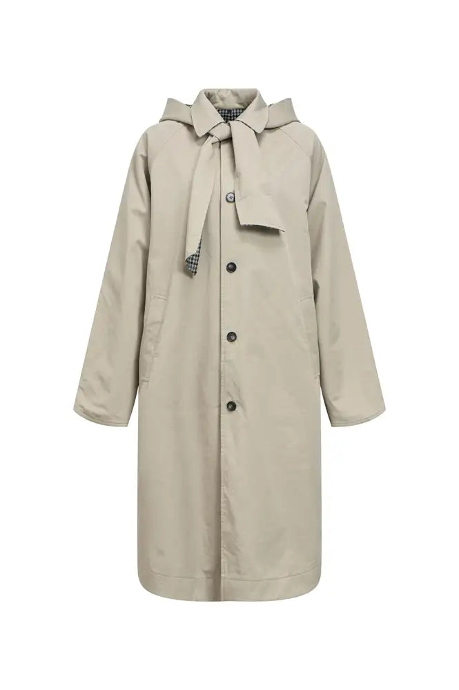 Object Holly Grey Checked & Beige Reversible Trench Coat