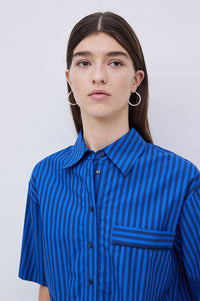 Yerse Bubble Striped Azure and Navy Shirt - The Mercantile London