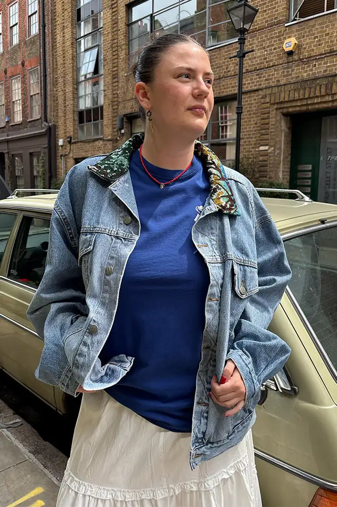 Frankie. Blue Denim Swan XL Jacket