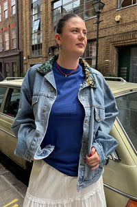 Frankie. Blue Denim Swan XL Jacket