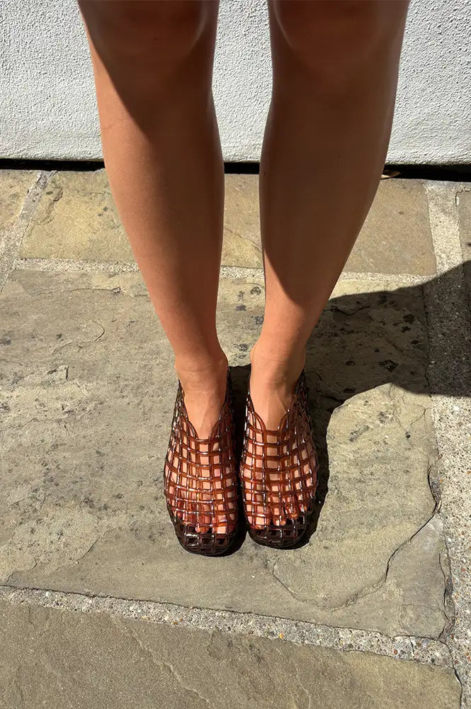 Ansla Brown Woven Jelly Flats