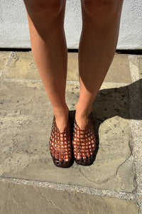 Ansla Brown Woven Jelly Flats