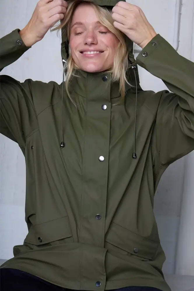 ICHI Tazi Kalamata Green Raincoat