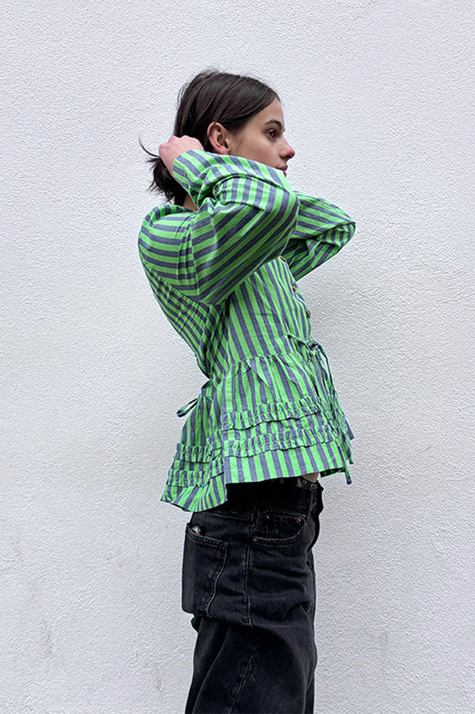 Damson Madder Madison Navy Pop Green Stripe Blouse