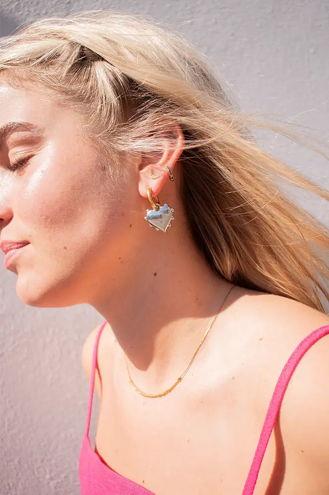 Sandralexandra Milagros Silver Heart Gold Hoop Single Earring - The Mercantile London