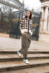 Sophie + Lucie Brown Trio Striped Boyfriend Jeans