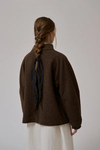 Anne Mi Thyme Brown Short Wool Coat