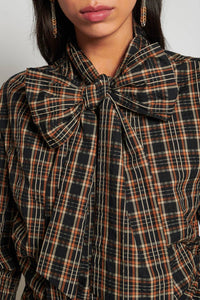 Ghospell Tamara Brown/ Black Bow Blouse