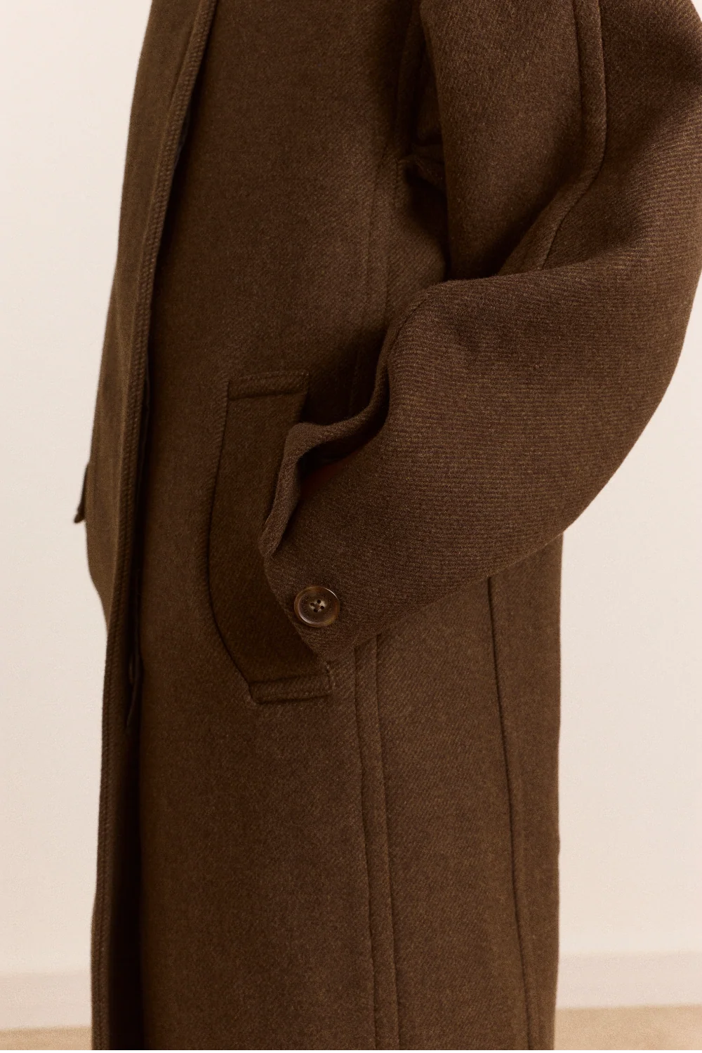 Damson Madder Agnes Chocolate Wool Coat