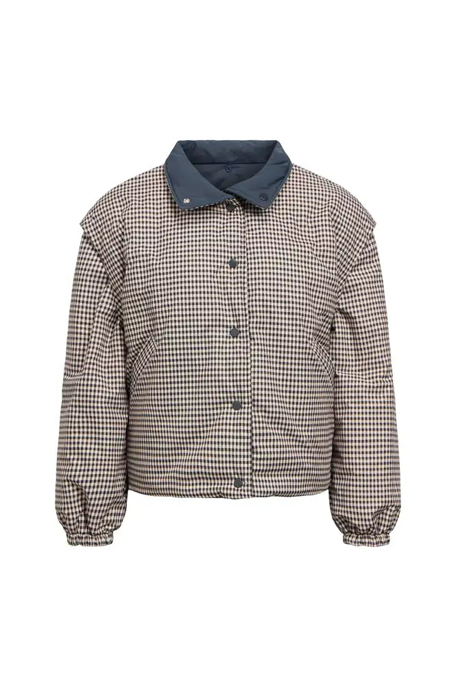 Object Timia Reversible Macadamia Check & Raven Puffer Jacket