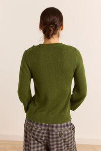 Damson Madder Marla Green Wool Cardigan