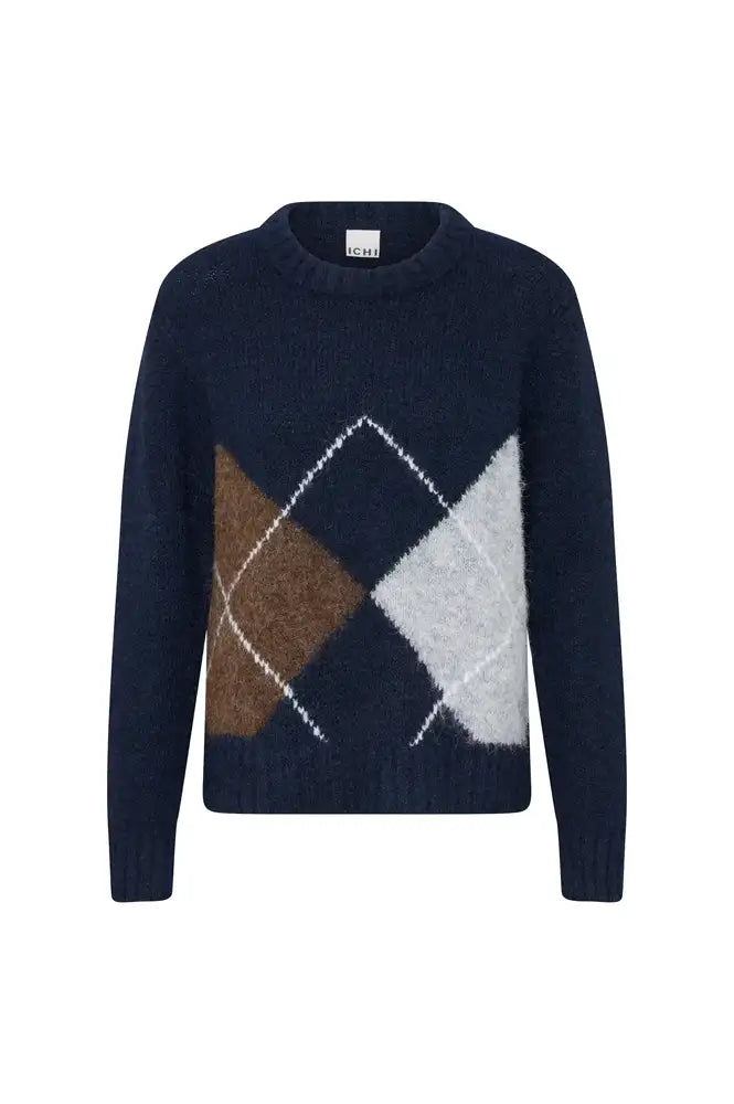 ICHI Bayana Total Eclipse Argyle Jumper