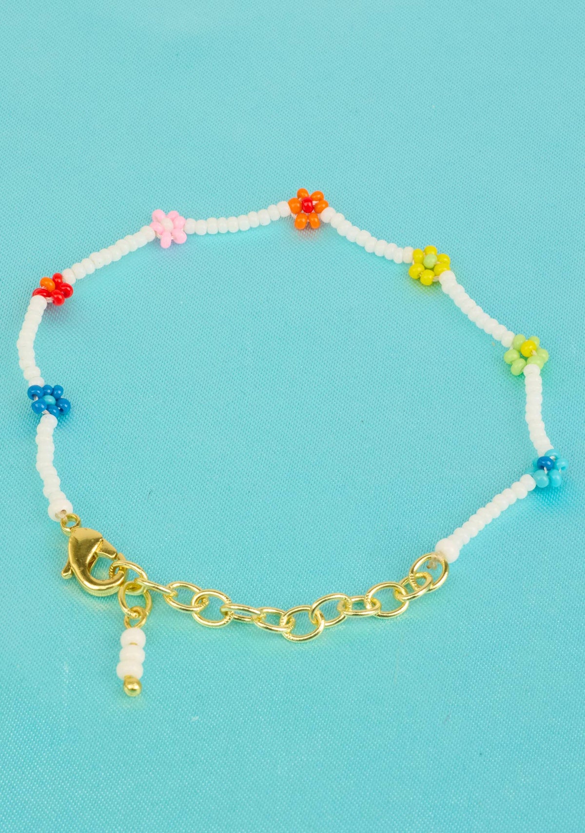 Flower Seed Bead Anklet