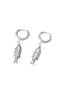 White Silver Fish Pendant Earrings - The Mercantile London