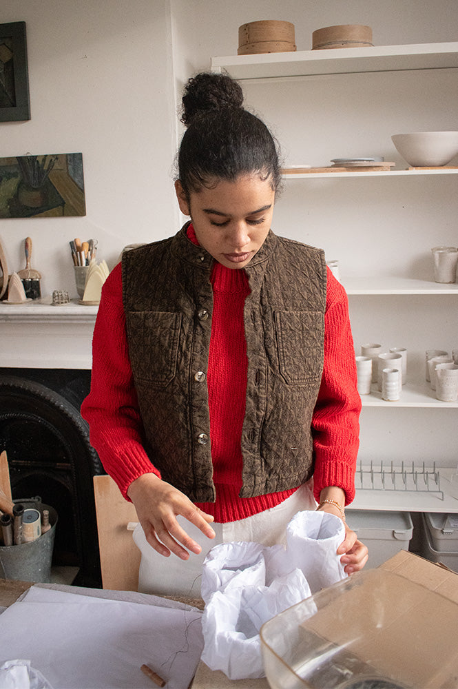 Seventy + Mochi Pablo Houndstooth Cacao Vest - The Mercantile London