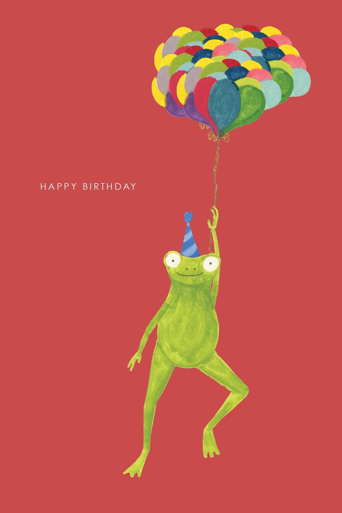 'Frog and Balloons' Birthday Greetings Card: Biodegradable Cello Wrap - The Mercantile London