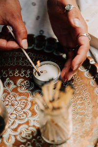 Old Green Recycled Clear Glass Pot with Matches