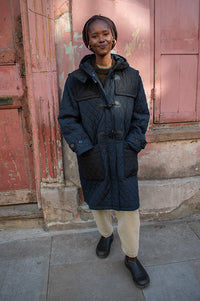 Stella Nova Navy Quilted Duffle Coat - The Mercantile London