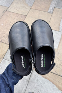 Good News Frank Black Leather Strap Mules - The Mercantile London